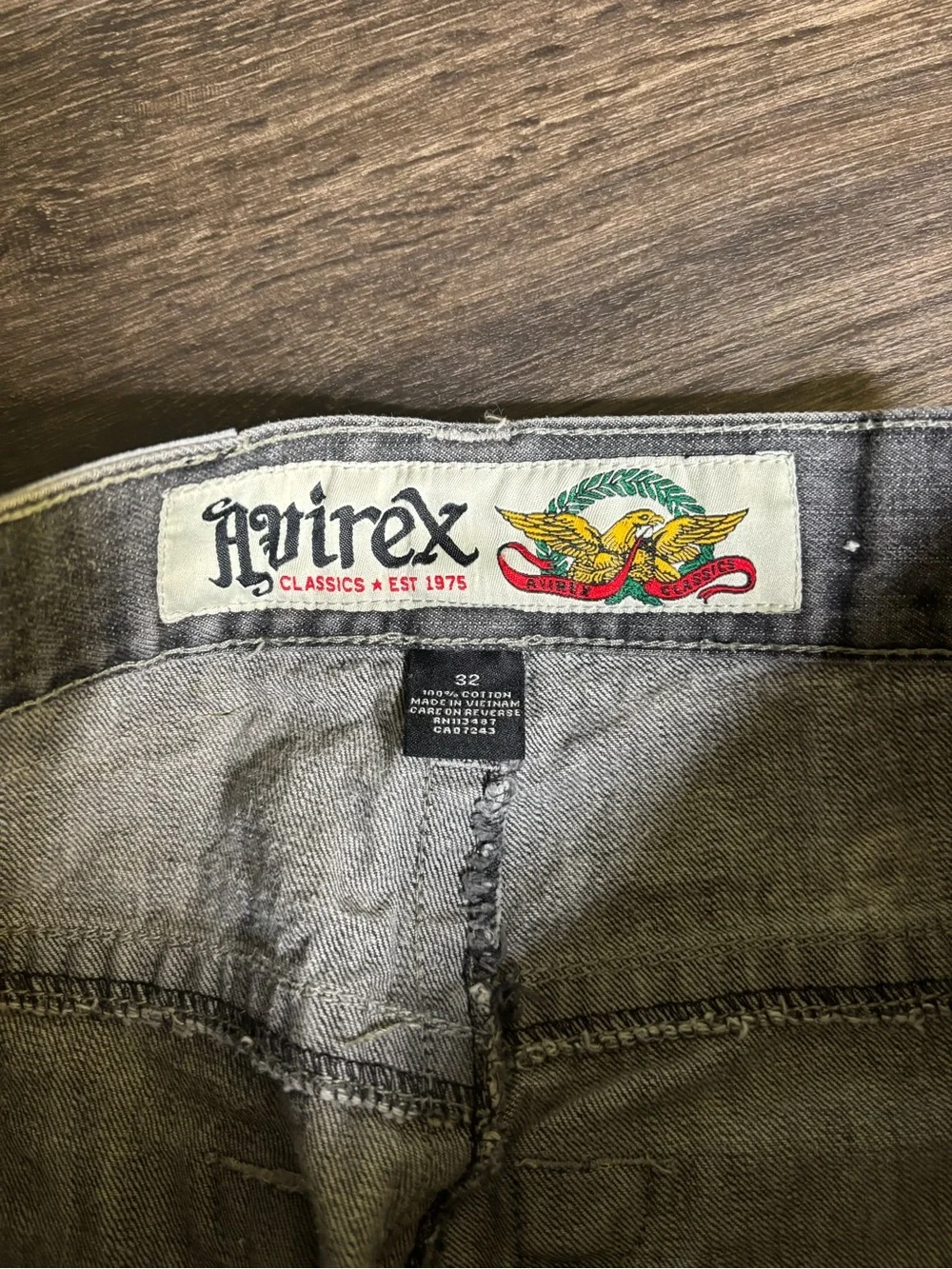 VTG Y2K Avirex Mens Wide Leg Denim Jeans Baggy 32